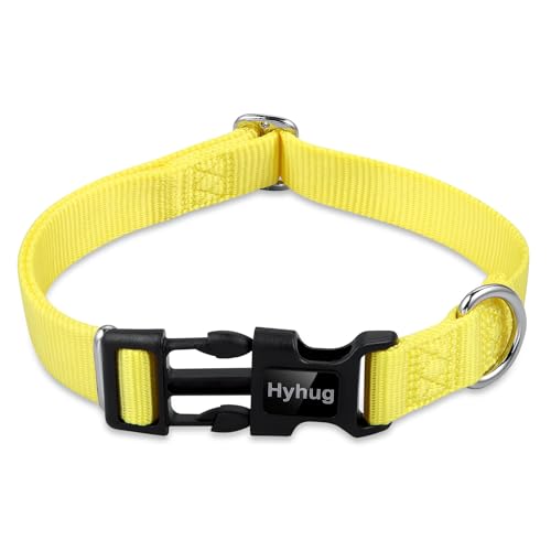 Small Dog Collar Quick-Release Yellow| Heavy-Duty Nylon Puppy Collar, Adjustable & Durable Pet Supplies for Boy & Girl Dogs (Small, Illuminating Yellow) - color: Luminous Yellow, size: Small
