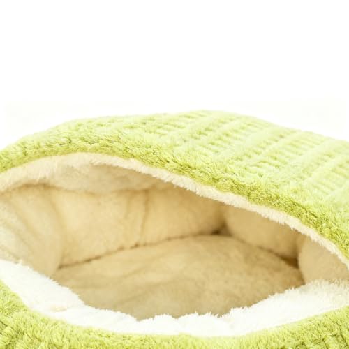 Hooded Calming Cat Cave - Hooded Kitten Bed, Cat Tent for Home Bedroom Balcony, Pet Bed with Thick Padding, Pet Sleeping House, Cave Cushion for Indoor Shelter Living Room Apartment - color: Green
