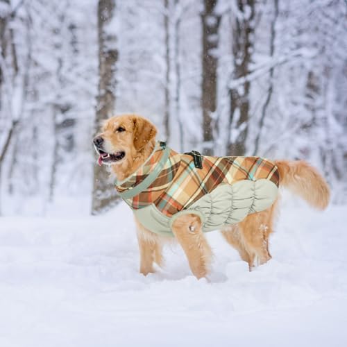 Lelepet Warm Dog Winter Coat Dog Coats for Small Dogs Waterproof Dogs Jacket with Harness Built in Reflective Cold Weather Coats Windproof Zip-Up Winter Fleece Vest Snowsuit Chihuahua Brown Plaid - color: Brown Plaid, size: X-Small