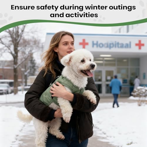 Dog Coat - Windproof Thermal Pet Jacket, Cold Weather Protection Apparel, Adjustable Reflective Design | Small Medium Large Breeds Clothing, Cats Puppies Kittens Wear for Winter Rain Snow - color: Green M