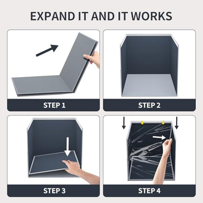Aokeyee Cat Litter Box Enclosure Splash Guard, High Side All-Inclusive Waterproof, Gray Foldable Pet Litter Box Shield with 2 Hooks, Anti-Leakage, Dust Control, Easy to Clean - color: Gray-High