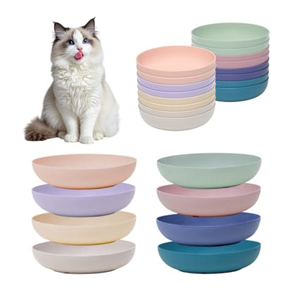 [16 Pack] Cat Dishes Whisker Friendly, Shallow Wide Pet Food and Water Bowl, Durable Wheat Straw Cat Bowls for Indoor Outdoor Cats - color: 16pcs