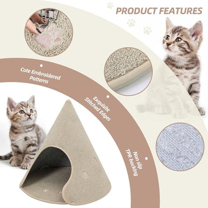 BEQHAUSE Cat Beds for Indoor Cats, Cat Cave Bed with Non-Slip Bottom, Anti-Scratch Cat House Cat Tent for Kittens and Small Dogs, Foldable Kitten Hideaway Machine Washable,22.8 * 22.8 * 20.8in, Beige - color: Beige