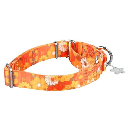 Martingale Collar Dog Collar No Pull Pet Collar Heavy Duty Dog Martingale Collars Silky Soft with Unique Pattern for Medium and Large Dogs (M, Daisy) - color: Golden Daisy, size: Medium: 14"-21", 1" Wide