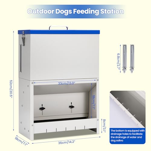 22lbs Gravity Dog Feeder - Automatic Dog Feeder Large Breed Outdoor Pet Feeding Station Auto Dry Food Dispenser for Pet Cat Dogs