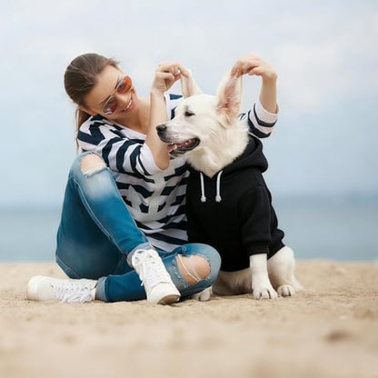 Dog Hoodie Security Glow-in-The-Dark Dog Sweater Sweatshirt Hooded Soft Brushed Fleece Winter Clothes with Dual Pocket Zip Puppy Hoodies for Small Medium Large Dogs Black XS - color: Black, size: X-Small