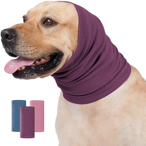 Nanaki Dog Calming Hoodie Ear Wraps for Dogs, Pet Head Protection, Fireworks Ear Muffs Doggy Warp Anxiety Relief, Doggy Hematoma Wrap, Pet Head Cover The Grooming and Force Drying, Fireworks - color: DarkPurple, size: Medium