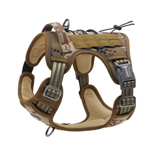 AUROTH Tactical Dog Harness for Small Medium Dogs No Pull Adjustable Pet Harness Reflective K9 Working Training Easy Control Pet Vest Military Service Dog Harnesses Desert Camo S - color: Camo - Desert Camo, size: S(Neck:14-21",Chest:20-31"),18-35 lbs