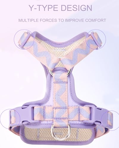 Petank Purple Small Dog Harness for Small Dogs, No Pull Dog Harness with 2 Leash Clips, Puppy Harness, Adjustable Dog Vest Harness (Purple, S) - color: Purple, size: S