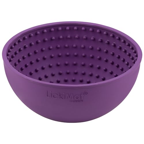 LICKIMAT Wobble, Dog Slow Feeder Bowl Lick Mat, Boredom Anxiety Reducer; Perfect for Food, Treats, Yogurt, or Peanut Butter. Fun Alternative to a Slow Feed Dog Bowl, Purple - color: Purple