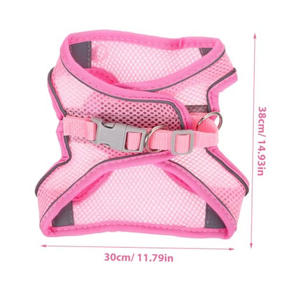 Happyyami Reflective Breathable Dog Harness with Summer Mesh Vest and Leash No-Pull Pet Walking Harness for Dogs Lightweight Pink S for Training and Jogging