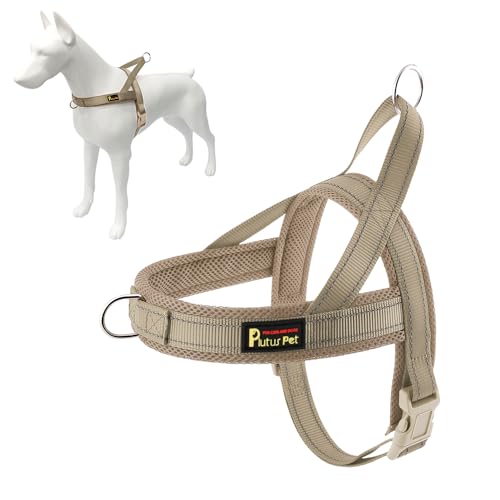 Plutus Pet No Pull Dog Harness with Breathable Mesh Padded, Adjustable Reflective Escape Proof Dog Harness, Quick Fit Dog Vest Harness for Small Dogs(XS, Beige) - color: Beige, size: XS: chest 13.8"-17.3"