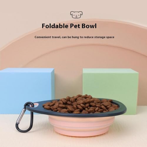 3 Piece Collapsible Pet Bowl Set with Carabiners 10.8oz Portable Foldable Feeding Water Bowls for Dogs Cats,Ideal for Outdoor Travel Walking Hiking（Pink Blue Green）