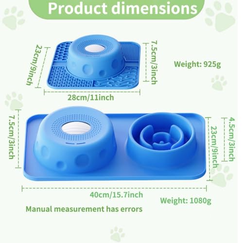 Slow Feeder Dog Lick Bowl with 3 Rolling Ball,Anti-Slip Silicone Puzzle Feeder for Liquid Treats,Bone Broth,Yogurt,Wet Food,Anxiety Relief Enrichment Lick Toy for All Dogs & Cats (Ocean Blue) - color: Ocean Blue