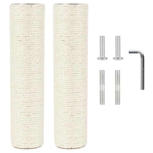 2.9in 7.4cm Diameter Cat Scratching Post Replacement Sisal Pole Parts for Cat Tower (M10, 30cm/11.8in) - color: 30cm/11.8in*2poles, size: M10