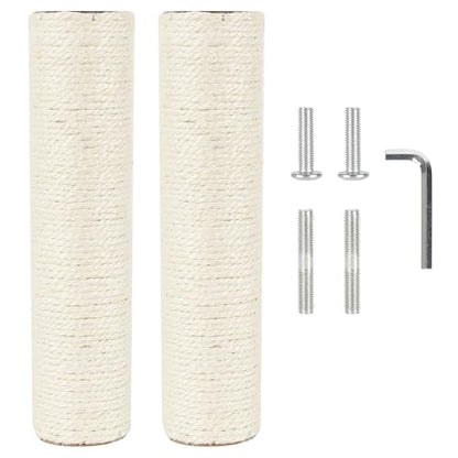 2.9in 7.4cm Diameter Cat Scratching Post Replacement Sisal Pole Parts for Cat Tower (M10, 30cm/11.8in) - color: 30cm/11.8in*2poles, size: M10