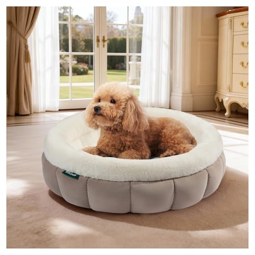 BALANCE Cat Beds for Indoor Cats, Washable Round Cat Bed, Cute Kitten Bed with Anti-Slip Bottom for Kitty and Puppy, 23 Inches, Goat - color: Goat, size: 23"L x 23"W x 6.5"Th