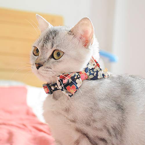 Bowtie Cat Collars Breakaway with Bell, Adjustable Cute Kitty Collars Safety Buckle Kitten Collar for Cat Puppy 7.5-11in (20) - color: 20