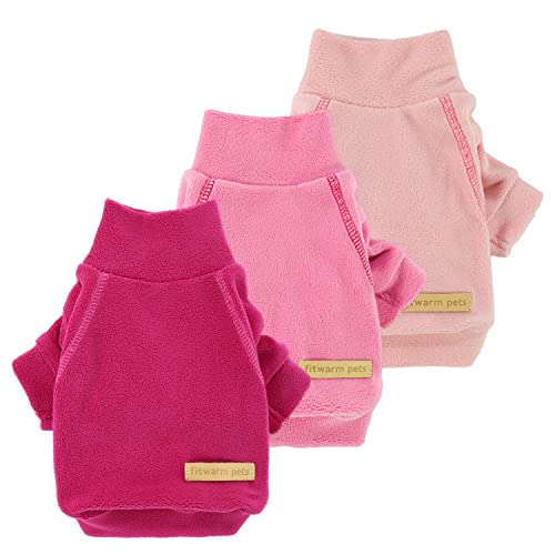 Fitwarm 3 Pack Classic Fleece Sweatshirt for Small Dogs and Cats, Pullover Jumper in Pink, Rose and Baby Pink - color: Pink-Rose-Baby Pink, size: Small