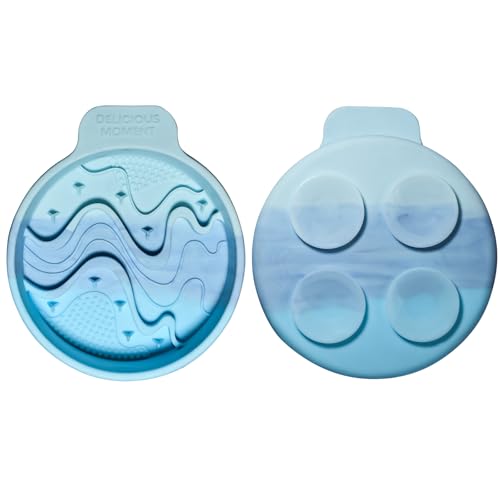 Silicone Pet Slow Feeder Bowl with Suction Cup, Round Anti-Tip Anti-Choking Feeding and Water Bowl, Easy Clean Cat Bowl for Cats and Small Pets - color: Blue, size: D:5 INCH
