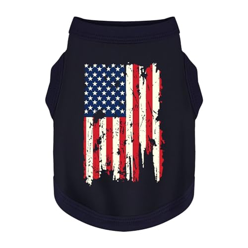 American Flag Inspired Dog Vest: Perfect Dog Shirt, Ideal Tank Top for Everyday Wear, Independence Day Celebrations Quality Materials Cute and Stylish Look Battle Damaged Dark Blue L - color: Dark Blue Battle Damaged Flag, size: Large