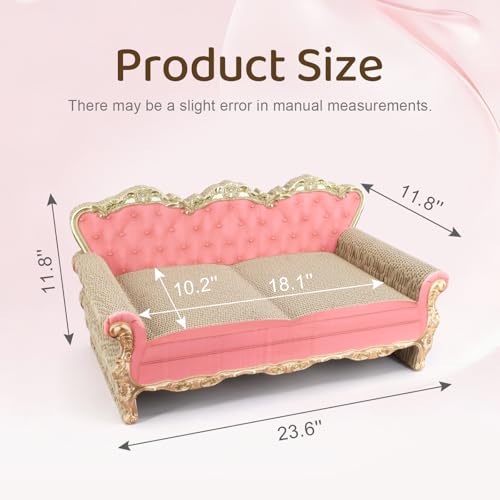 Cardboard Cat Scratcher Bed - Couch Shaped Cat Scratching Board, Cute Lounge Bed Scratching Pad for Indoor Cats Resting Playing - color: Pink