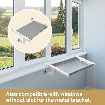 SVD.PET Cat Window Perch, Cat Hammock Window Seat with Sturdy Metal Frame for Large Cats and Kittens, Easy to Adjust for Windows & Bedsides, No Suction Cup No Drilling