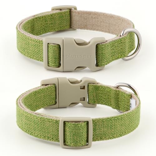 Plutus Pet Cotton Hemp Dog Collar and Leash Set, Adjustable Collar for Small, Medium, and Large Dogs, Heavy Duty and Soft on Skin, Green, XS - color: Green, size: X-Small