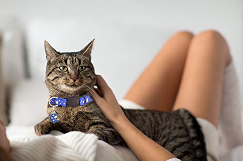Baeuppit 2Pcs Breakaway Cats Collars Cat Collars for Boy & Girl Cats Adjustable Kitten Collars with Bell,Black+Blue,8"-13.1" - color: Black+Blue, size: 8.0-13.1"