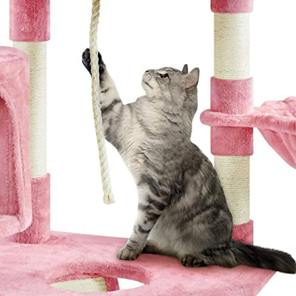 Yaheetech 79in Cat Tree Multi-Level Cat Tower with Scratching Posts for Indoor Cats, Cat Furniture Play Center for Cats and Kitten - color: Pink