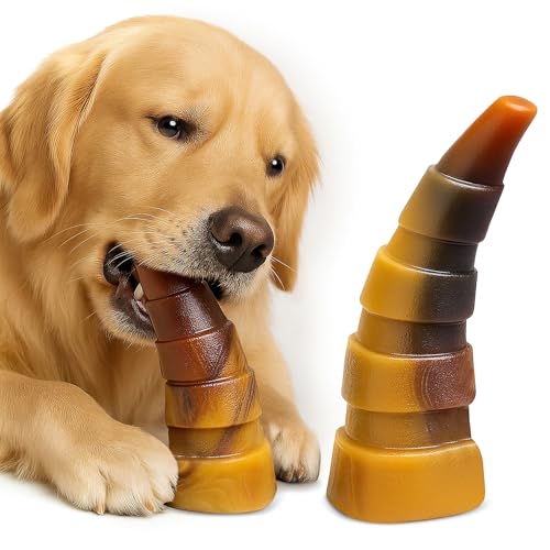 Dog Chew Toys for Aggressive Chewers, 2 Pack Indestructible Toys for Large Dogs, Dog Toy for Large Medium Small Breed, Super Chewer with Tough Nylon, Gift for Dogs - color: Dark brown