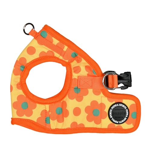 Puppia Bacopas Dog Vest Harness B (Step-in) Fashionable Flower Pattern Spring Summer Harness for Small and Medium Dogs, Orange, Medium - color: Orange_Bacopas, size: Medium