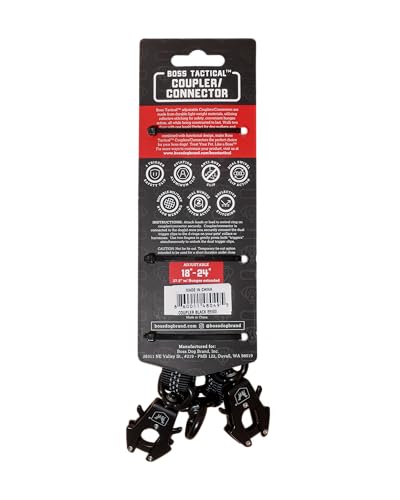 Boss Dog Tactical Dual Bungee Coupler Leash Attachment, Black, Adjustable