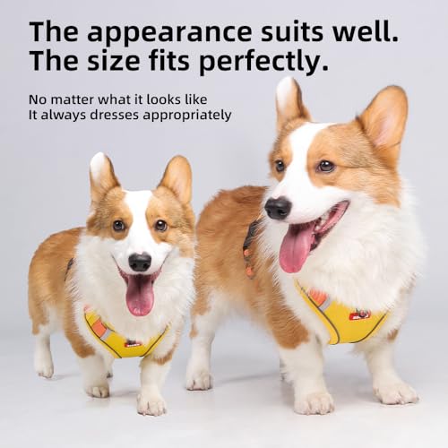 Dog Harness No Pull with GPS Tracker Pocket, 2 Adjustable Leash Clips, Breathable Soft Padded, Reflective, No Choke Dog Vest Harness with Control Handle for Puppy, Pineapple Yellow, XS - size: XS