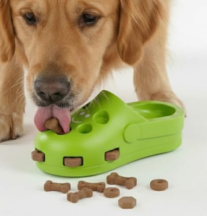 Fuzzl Clog Large Treat Toy for Dogs Puzzle Enrichment Shoe – Natural Rubber Chew Toy – Durable, Interactive Cognitive Feeder – Eco-Friendly, Non-Toxic & Dishwasher Safe – Green - style: Clog Green