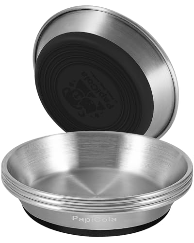 Stainless Steel Cat Bowls 4PCS, Non-Slip cat Food Dishes, Metal Pet Food and Water Bowls, Whisker Friendly with Wide and Shallow Design, 6.3'' Wide, 0.7mm Thick Steel, Ideal Pet Dish (4PC-6.3in) - color: 4PC-6.3in