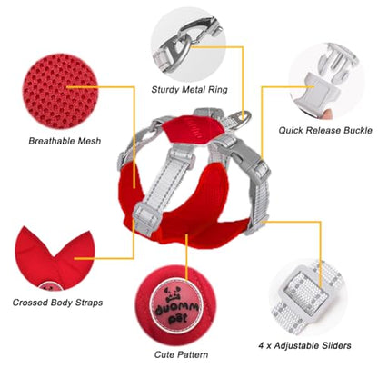 Dog Harness Pet X Frame No Pull Step-in Harnesses with Leash Set, Adjustable Reflective Choke Free Puppy with Padded Vest for Small, Medium Dogs and Cats Walking Training - color: Red, size: Medium