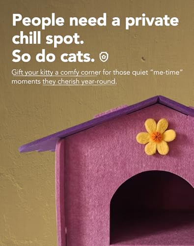 Lukamoo® Cute Cat House (Violet Velvet Villa, Large) - color: Violet Velvet Villa