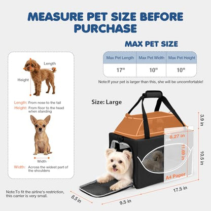 Top-Expandable Pet Carrier 18x11x11Inch Delta American United Airline Approved Underseat to 15lbs Stable Car Travel Carriers for Small Dogs Cats with Locking Safety Zippers Anti-Scratch Mesh - color: Black, size: 18"x11"x11"