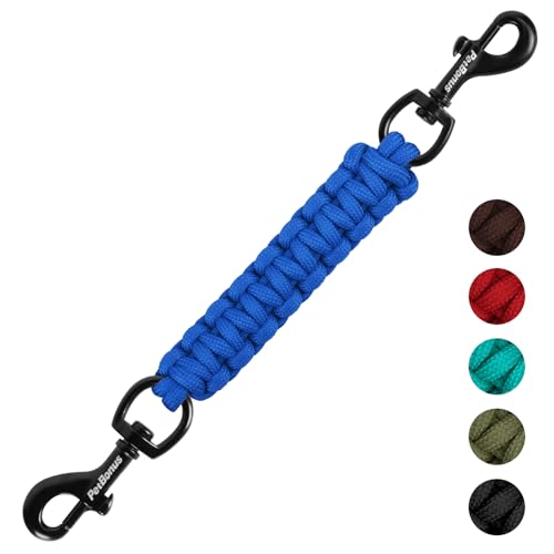 Dog Collar Safety Clip, Handmade Backup Safety Strap for Dog Harness, Prong, Pinch Collar, Double Ended Clasp Leash Connector (Blue) - color: Blue