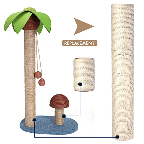 PowerKing Natural Sisal Replacement Scratching Post, 4 Pieces M8 Cat Scratch Post Refill Pole Parts for Refurbishment, White, Include Screws, White, 15.74''+11.88''+7.87''+3.93'' - color: White, size: 15.7''+11.8''+7.87''+3.93'' (2.67''Thick)