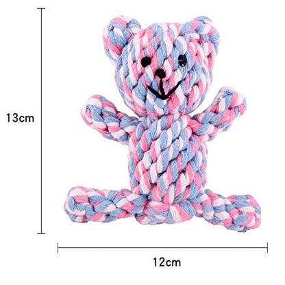 Dog Toys Puppy Teething Chew Toys,Pet Chew Toy Cat Chew Toy,Safe Braided Rope Toys Healthy Handmade Gift - color: pink and white bear