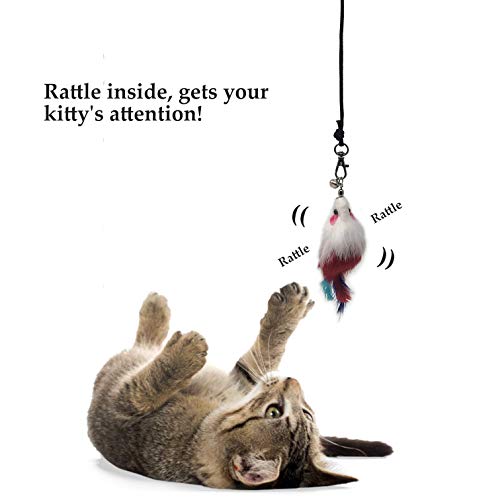 Pet Fit For Life - 10 Piece Kitten Toy Refill Pack - Replacement for Indoor Cat's Interactive Wand and Catch Wand - Features 5 Squiggly Worms and 5 Furry Mouse Feather Attachments - style: 5 Worms, 5 Mice