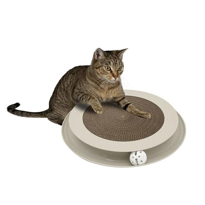 Kitty City Round Swat Ball Track Cat Toy with Scratcher, Interactive Toy for Cats and Kittens, Tan - color: C) Large Scratcher