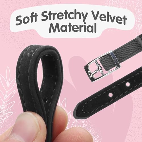BINGPET 2 Pack Diamond Cat Collar with Bells and Safety Belt, Adjustable Soft Velvet Kitten Collar with Bling Heart Jewelry, Cute Black & Pink Cat Collars for Girls & Boys(Neck Girth 8"-10") - color: Pink & Black(Heart), size: Neck Girth 8"-10"