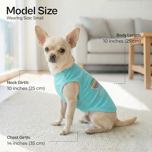 Parisian Pet Beach Dog Shirt – 100% Cotton Shirts for Small Dogs – Sleeveless Pet Vest – Lightweight and Breathable Dogs Apparel – Cute Summer Dog Clothes - Stretchy T Shirts for Pets - size: XS