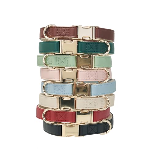 Soft Classic Leather Dog Collar Heavy Duty Padded Collars with Metal Buckle for Puppy Small Medium Dogs (Beige White,M) - color: White, size: Medium