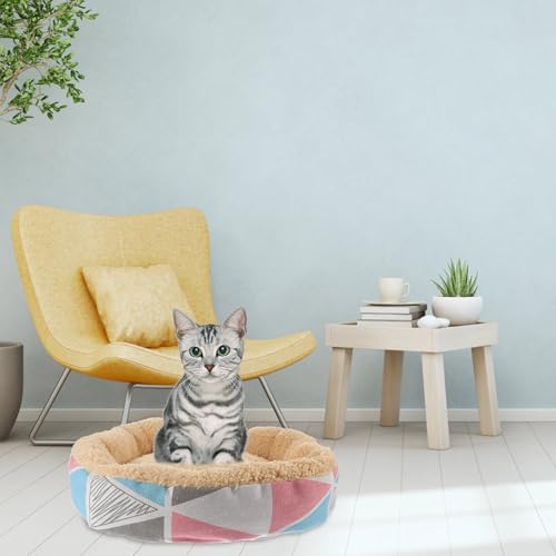 Washable Round Dog Bed and Cat Cushion, Wear-Resistant Small Medium Pet Pad, Soft Cozy Indoor Bed for Puppies and Cats