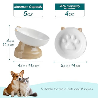 vancasso Raised Slow Feeder Cat Bowls, Ceramic Elevated Cat Bowls Wet Food, Cats Food Bowl Slow Feeder for Indoor Cats (Brown) - color: Brown