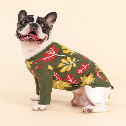Fitwarm Maple Dog Sweater, Thermal Dog Winter Clothes for Small Dogs Boy Girl, Fall Pet Outfit, Red, Yellow, White, Olive Green, XS - color: Maple, size: X-Small
